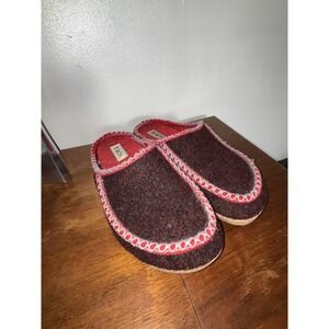 Taos Wool Clog Slippers Womens Sz 11/42 Burgundy Red Made in Spain Comfort Mules